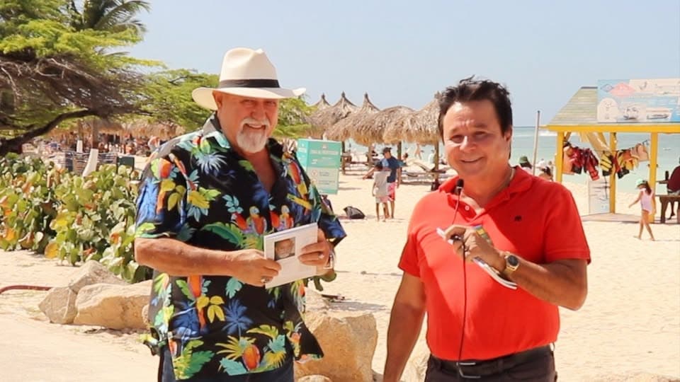 Francis interviewing on Aruba beach