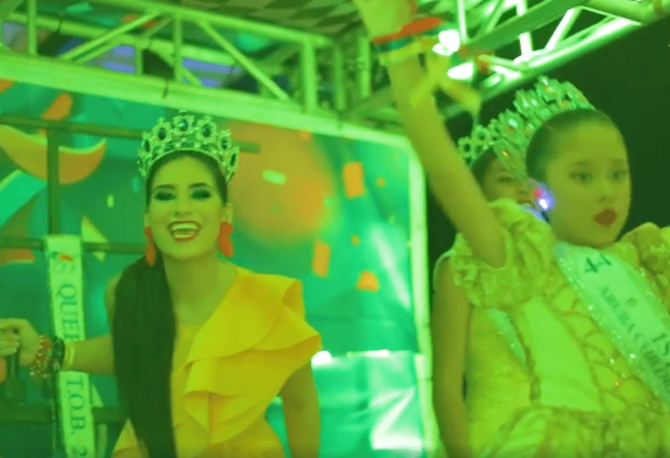 Aruba Tourism - Carnival Queens wearing crowns on illuminated float showcased on Aruba TV Plus