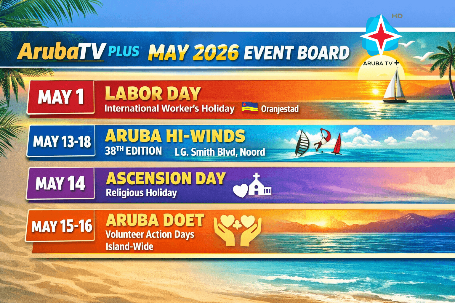 ArubaTV Plus May 2026 Event Board