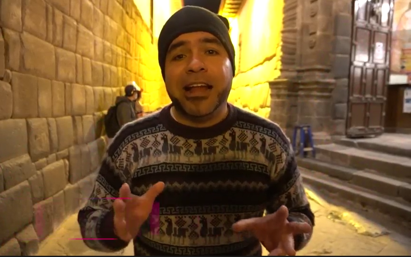 Charles Tripper exploring ancient streets on Aruba TV Plus